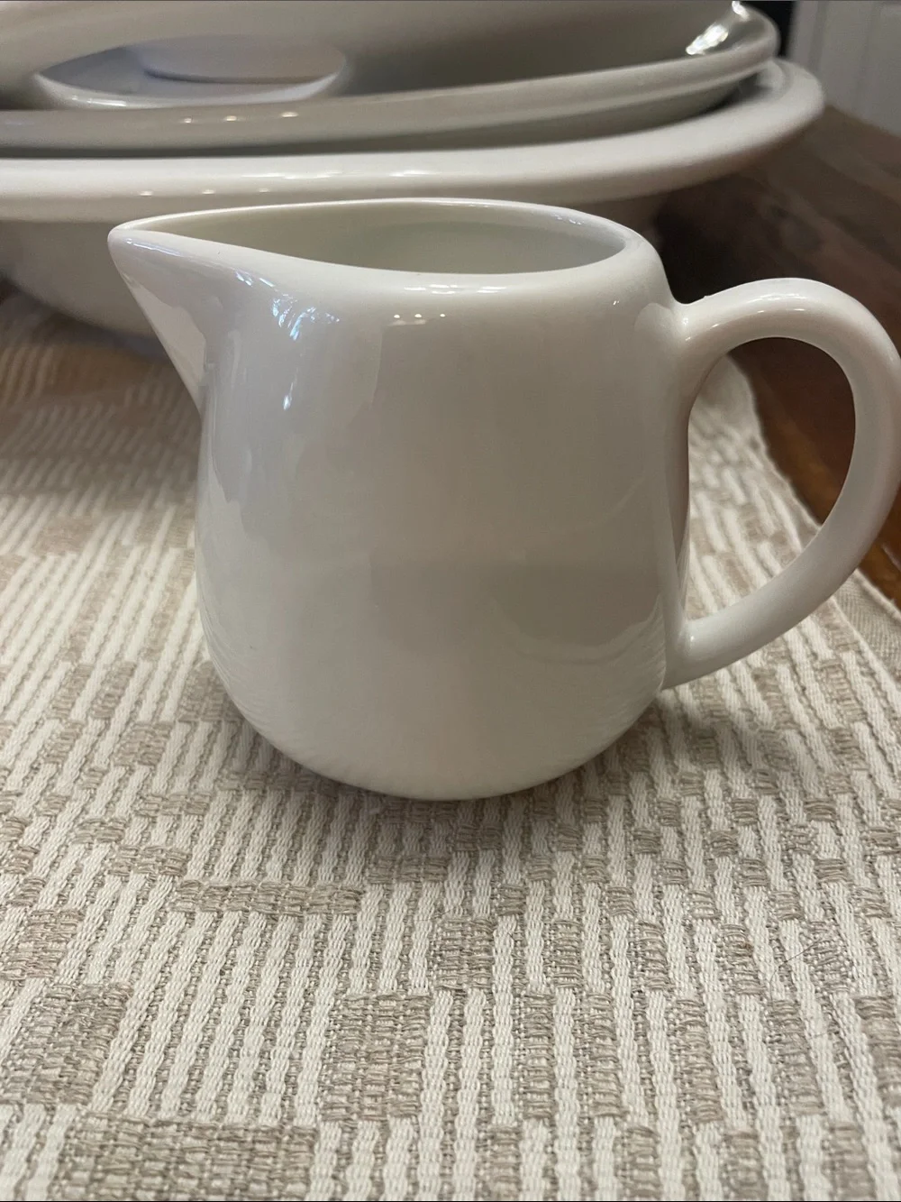 Vintage White Ceramic Creamer Pitcher - Home Dining